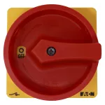 P3-100/M4/SVB Rozłącznik główny, 3 bieg., 100 A, funkcja awaryjnego zatrzymania, blok. na kłódkę w pozycji Wył., z 400 mm metalową osią, montaż rozłączny, pokrętło czerwono-żółte z blokadą na kłódkę