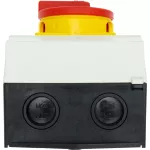 P1-32/I2H/SVB Rozłącznik główny, 3 bieg., 32A, funkcja awaryjnego zatrzymania, blok. na kłódkę w pozycji Wył., w obudowie ze szkła utwardzanego, pokrętło czerwono-żółte z blokadą na kłódkę