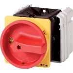 T5B-4-15682/EA/SVB Rozłącznik główny, 6 bieg. + 1 NO + 1 NC, 63 A, 90 °, montaż natablicowy, pokrętło czerwono-żółte z blokadą na kłódkę