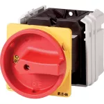 T5-4-15682/V/SVB Rozłącznik główny, 6 bieg. + 1 NO + 1 NC, 100 A, 90 °, montaż rozłączny, pokrętło czerwono-żółte z blokadą na kłódkę