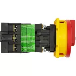 P1-32/V/SVB Rozłącznik główny, 3 bieg., 32 A, funkcja awaryjnego zatrzymania, blok. na kłódkę w pozycji Wył., montaż rozłączny, pokrętło czerwono-żółte z blokadą na kłódkę