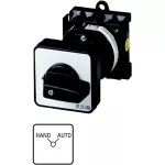 T0-1-15451/Z Przełącznik zasilania, Styki: 2, 20 A, tabliczka: HAND-AUTO, 45 °, bez samopowrotu, montaż rozłączny, pokrętło czarne bez możliwości blokady