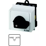 T0-1-15451/IVS Przełącznik zasilania, Styki: 2, 20 A, tabliczka: HAND-AUTO, 45 °, bez samopowrotu, montaż na szynę TH, pokrętło czarne bez możliwości blokady