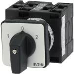 T3-3-8401/E Przełącznik nawrotny, Styki: 5, 32 A, tabliczka: 1-0-2, 45 °, bez samopowrotu, montaż natablicowy, pokrętło czarne bez możliwości blokady