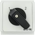 T0-6-8370/IVS Przełącznik zasilania, Styki: 12, 20 A, tabliczka: 1-2, 90 °, bez samopowrotu, montaż na szynę TH, pokrętło czarne bez możliwości blokady
