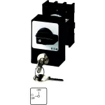 P1-32/E/SVA(S) Rozłączniki panikowe, 3 bieg., 32 A, zamek cylindryczny SVA, tabliczka 0-1, 90 °, bez samopowrotu, montaż natablicowy, pokrętło czarne z zamkiem cylindrycznym
