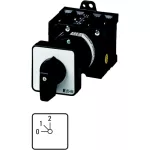 T0-1-8240/Z Przełącznik krokowy, Styki: 2, 20 A, tabliczka: 0-2, 45 °, 2 kroki, 45°, bez samopowrotu, montaż rozłączny, pokrętło czarne bez możliwości blokady