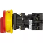 T0-1-102/V/SVB Rozłącznik główny, 2 bieg., 20 A, funkcja awaryjnego zatrzymania, 90 °, blok. na kłódkę w pozycji Wył., montaż rozłączny, pokrętło czerwono-żółte z blokadą na kłódkę