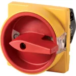 TM-1-8290/E/SVB Przełącznik obwodu sterującego, funkcja awaryjnego zatrzymania, Styki: 1, 10 A, 90 °, do 250 V AC na styk, montaż natablicowy, pokrętło czerwono-żółte z blokadą na kłódkę