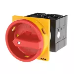 T3-3-8342/EA/SVB Rozłącznik główny, 6 bieg., 32 A, funkcja awaryjnego zatrzymania, 90 °, blok. na kłódkę w pozycji Wył., montaż natablicowy, pokrętło czerwono-żółte z blokadą na kłódkę