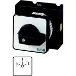T3-3-8451/E Przełącznik zasilania, Styki: 6, 32 A, tabliczka: 0-1-2, 60 °, bez samopowrotu, montaż natablicowy, pokrętło czarne bez możliwości blokady