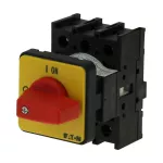 P1-40/E-RT Rozłącznik ZAŁ-WYŁ, 3 bieg., 40A, montaż natablicowy, pokrętło czerwono-żółte bez możliwości blokady