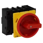 P1-40/EA/SVB/N/HI11 Rozłącznik główny, 3 bieg.+N+1NO+1NC, 40 A, montaż natablicowy, pokrętło czerwono-żółte z blokadą na kłódkę