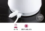 Lampka stołowa akumulatorowa ONZO LED 3-STEP DIM USB-C 2.6W 240lm 2700K IP44 biały połysk / tworzywo sztuczne