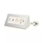 Przedłużacz biurkowy, 1 gniazdo 2P+Z, 1 gniazdo 2P/II, 1xUSB, wyłącznik ON/OFF, ładowarka USB, przewód 3x1mm2 - 1,5m