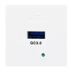 NOEN USBQ, port modułowy 45x45mm z ładowarką USB quick charge 3A/5V; 2A/9V; 1,5A/12V, biały Wymaga zastosowania ramki OR-GM-9010/W/RM