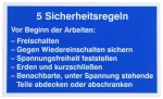 Tabliczka informacyjna "5 zasad bezpieczeństwa", język niemiecki, tworzywo sztuczne WHS 5 SR