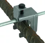 Zacisk kabłąkowy do zbrojenia z klamrą dociskową, do drutu o śr. 20-32 / 8-10 mm lub drutu o śr. 20-32 mm / płaskownika 40x4-5 mm, stal niepokryta VK DB 20.32 8.10 FL40 BSB STBL