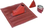 Przepust dachowy do rur i masztów o śr. 10/16/48 mm do montażu na dachu spadzistym (zestaw: płytka aluminiowa, gumowy przepust, taśma uszczelniająca), kolor czerwony DADS D10 16 48 AL ROT
