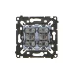 SIMON 55 WMDL-0106L4R-0XX Przycisk poczwórny/Przycisk roletowy podwójny trójpozycyjny 1-0-2 (mechanizm) 10 A, 250 V~, szybkozłącza, czarna rama montażowa