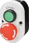 ESE2-V5 Kaseta szaro-czarna, START 1NO przycisk zielony, STOP 1NC przycisk grzybkowy czerwony odryglowywany przez obrót