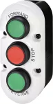 ESE3-V6 Kaseta szaro-czarna, 3 płaskie przyciski 2NO zielone, 1NC czerwony FORWARD, STOP, REVERSE
