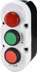 ESE3-V8 Kaseta szaro-czarna, 2 płaskie przyciski 1NO zielony, 1NC czerwony, lapka 240VAC czerwona START i STOP