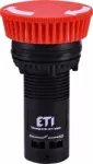 ECM-T10-R Przycisk kompaktowy z guzikiem-grzybek, odryglowywany przez obrót, 1NO, czerwony