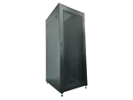 Szafa serwerowa 42U 800x1000, drzwi przednie stalowe perforowane, drzwi tylne stalowe perforowane, zamek, 4 belki nośne, 4 regulowane stopki, do samodzielnego montażu, kolor czarny Q-LANTEC