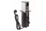 GNIAZDO MEBLOWE WYSUWANE TOWER, 1x GNIAZDO SCHUKO, 1xUSB A, 1xUSB , KABEL 1,5m, CZARNE, KAPSEL INOX