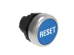 Plastikowy przycisk Ø22mm serii Platinum, kryty, samoczynny powrót, z symbolem, RESET / Niebieski