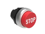 Plastikowy przycisk Ø22mm serii Platinum, wystający, samoczynny powrót, z symbolem, STOP / Czerwony