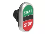 Plastikowy przycisk Ø22mm serii Platinum, podwójny, samoczynny powrót, oba kryte. Zielony -Czerwony / START - STOP