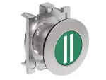 Metalowy przycisk płaski Ø30mm serii Platinum, kryty, samoczynny powrót, z symbolem, II / Zielony