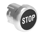 Metalowy przycisk Ø22mm serii Platinum, kryty, samoczynny powrót, z symbolem, STOP / Czarny