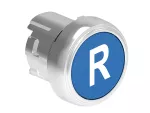 Metalowy przycisk Ø22mm serii Platinum, kryty, samoczynny powrót, z symbolem, R / Niebieski