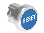 Metalowy przycisk Ø22mm serii Platinum, kryty, samoczynny powrót, z symbolem, RESET / Niebieski