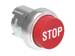Metalowy przycisk Ø22mm serii Platinum, wystający, samoczynny powrót, z symbolem, STOP / Czerwony