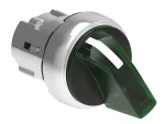 Metalowy przełącznik podświetlany Ø22mm serii Platinum, pokrętło krótkie, 2 pozycje, 0 < 1. Zielony