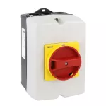Rozłącznik izolacyjny, 16A przy 1000VDC, w obudowie, żółto/czerwone pokrętło