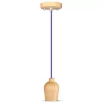 Lampa wisząca / Drewno / Purpurowy przewód