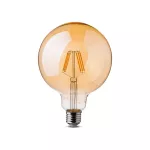 6W G95 Żarówka LED Filament / Klosz Bursztynowy / Barwa:2200K / Ściemniana / Trzonek:E27