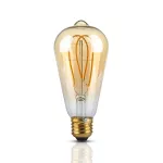 5W ST64 Żarówka LED Filament-Deko / Barwa:2200K / Klosz: Bursztynowy / Trzonek: E27