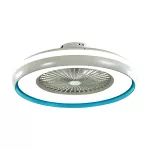 50W Lampa sufitowa LED z wentylatorem / Sterowanie RF / Barwa:3 w 1 / Ring dekoracyjny: Niebieski