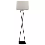Lampka podłogowa z wyłącznikiem / Klosz: Kwadrat / Trzonek: E27 / Kolor: Czarny+Kość Słoniowa