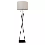 Lampka podłogowa z wyłącznikiem / Klosz: Okrągły / Trzonek: E27 / Kolor: Czarny+Kość Słoniowa