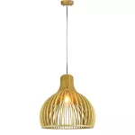 Lampa wisząca / Klosz drewno z chromowanymi dekoracjami / Średnica: 450 40501