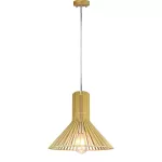 Lampa wisząca / Klosz drewno z chromowanymi dekoracjami / Średnica: 350