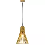 Lampa wisząca / Klosz drewno z chromowanymi dekoracjami / Średnica: 450 40521