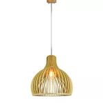 Lampa wisząca / Klosz drewno z chromowanymi dekoracjami / Średnica: 450 40551